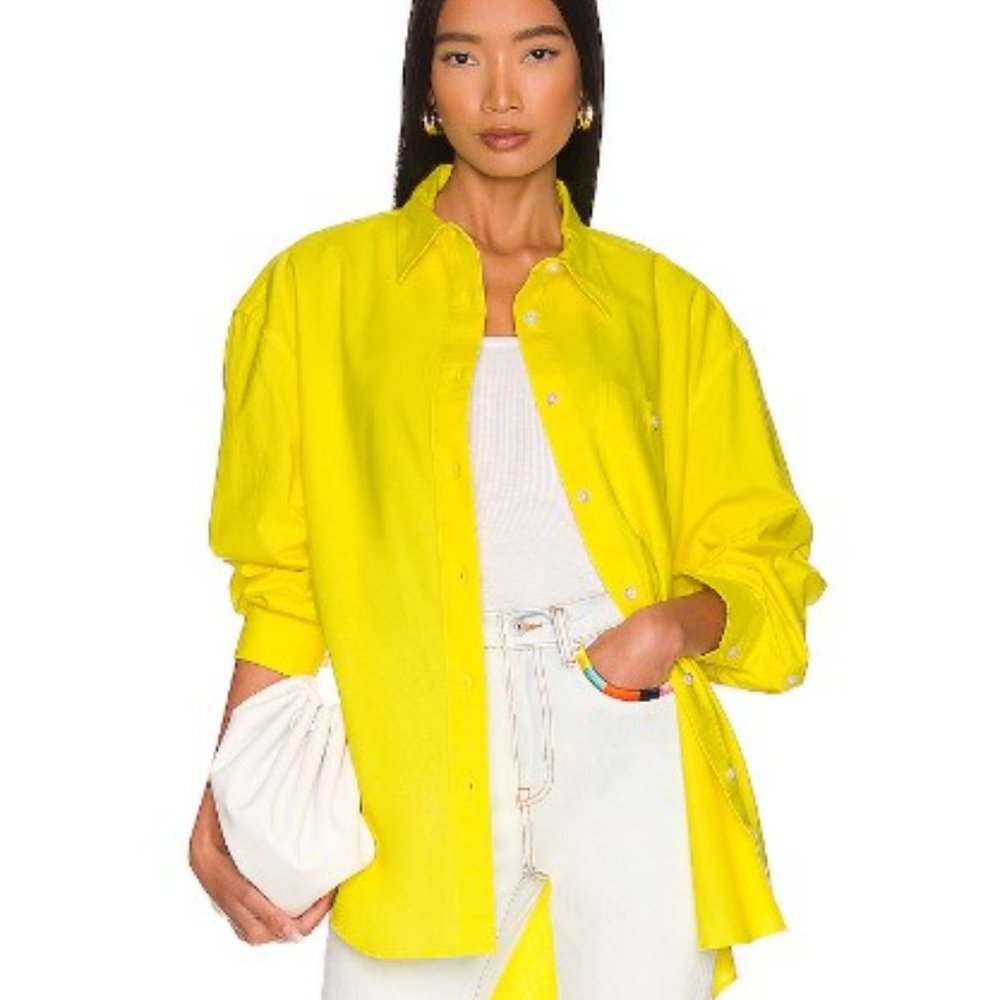SOMETHING NAVY Classic Button Up Yellow Shirt, Sz XS - NWT